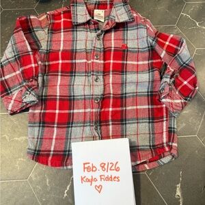 Carhartt Kids Red and Gray Plaid Long Sleeve Shirt
